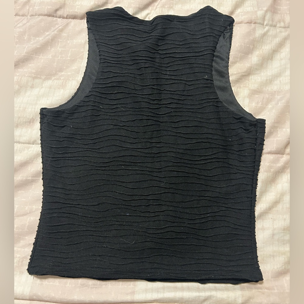 Black Textured Sleeveless Top